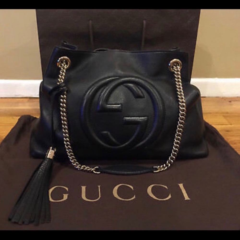 GUCCI Soho Chain Black Leather Shoulder Bag